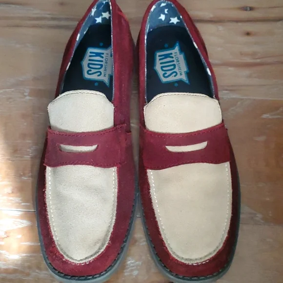 Boys size 5M Florsheim dress loafers/shoes. Sharp shoes. Plum and cream. - Picture 1 of 5